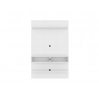 Manhattan Comfort 237BMC6 Libra Long Floating 45.35 Wall Entertainment Center with Overhead Shelf in White